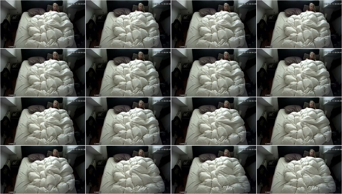 Cute blonde wife masturbating under cover  hidden cam