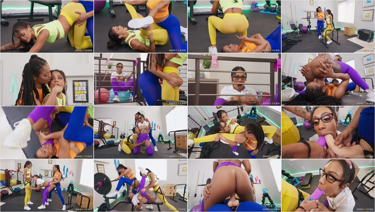 Brazzers – Kira Noir & Ryan Reid Lesbian Workout with Mikey Star