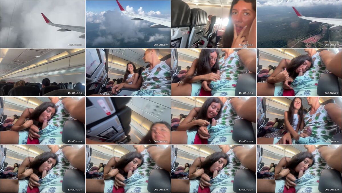 Fellation publique risquée dans l avion Pris avec Dick dans la bouche