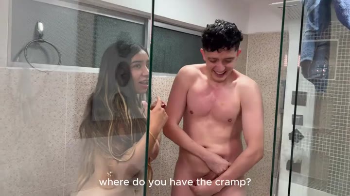 18 year old nerd boy has his first threesome with his Venezuelan stepmom and her Mexican MILF best friend, his big cock makes them cum several times