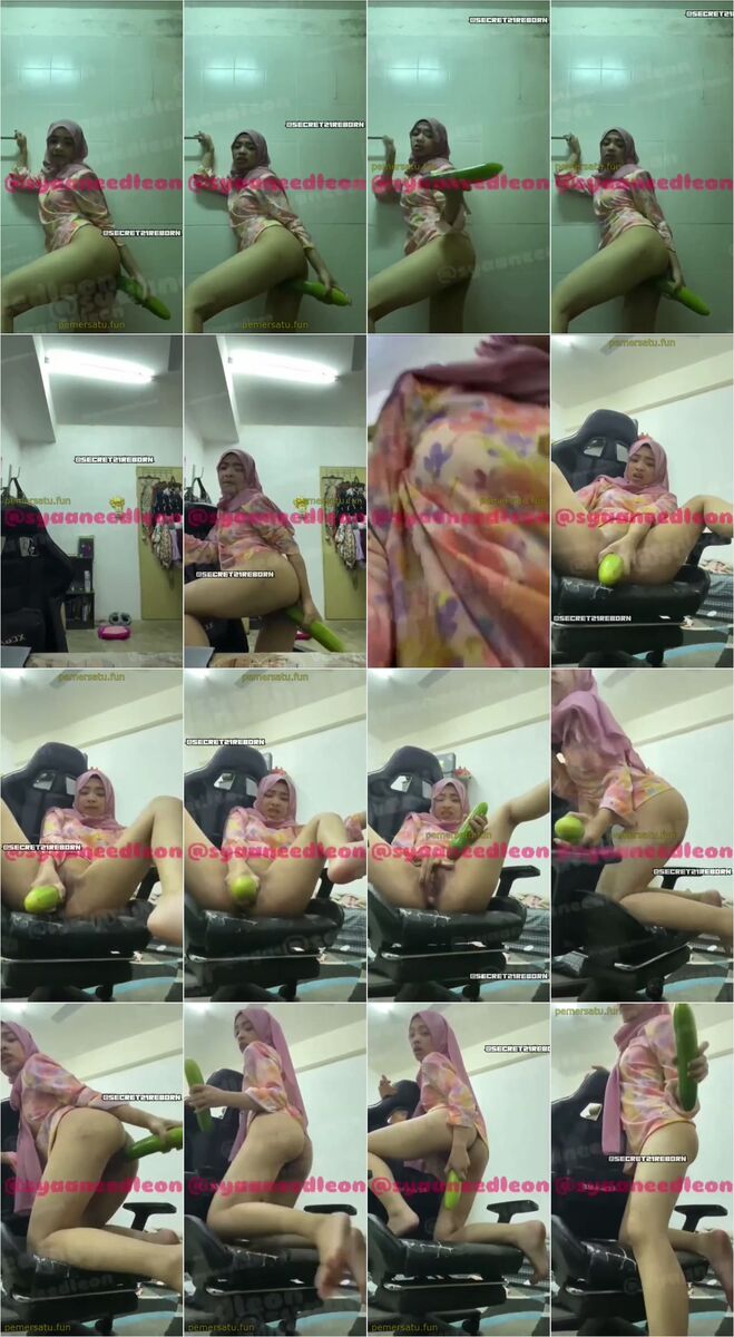 hijab syaneedleon binal masuk kamar mandi bawa timun