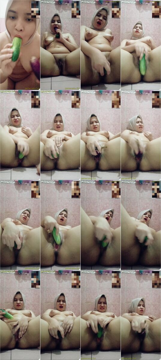 vcs sama hijab cantik colmek pakai terong