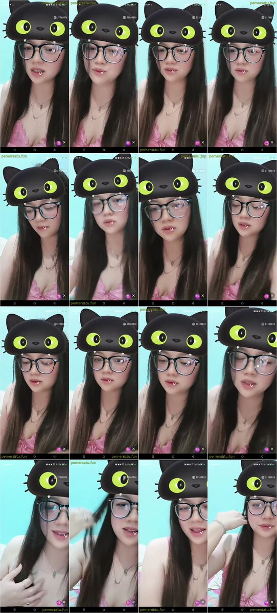 kakak cantik daster pink kacamata